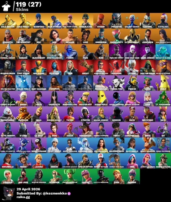 119 SKINS | GOLD MIDAS | GOLD BRUTUS | WARPAINT 