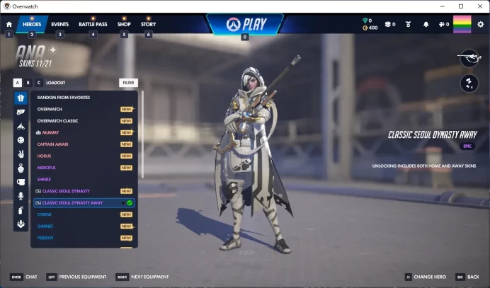 CLASSIC SEOUL DYNASTY AWAY / 4 Gold Weapons / Full Mail Access / see the picture / Please Read Description / fgzf