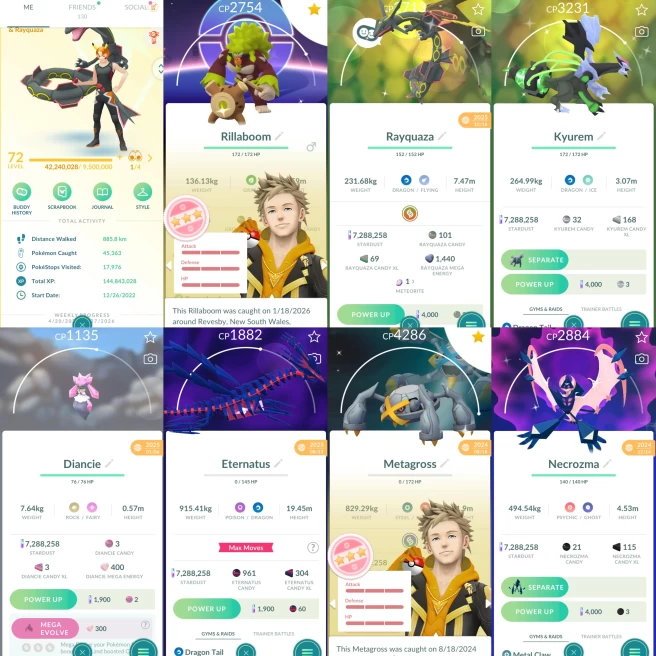 2176 Level 72 Legacy 46. Eternatus Legends100 x21 Zamazenta100 Shiny Mega Rayquaza SHUNDO Mega Metagross