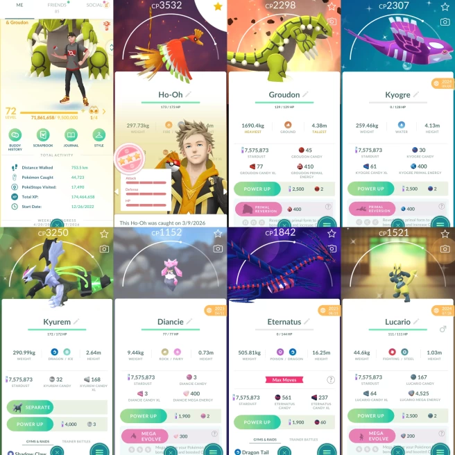 2177 Level 72 Legacy 46 Eternatus Legends100 x18 Shiny Primal Groudon