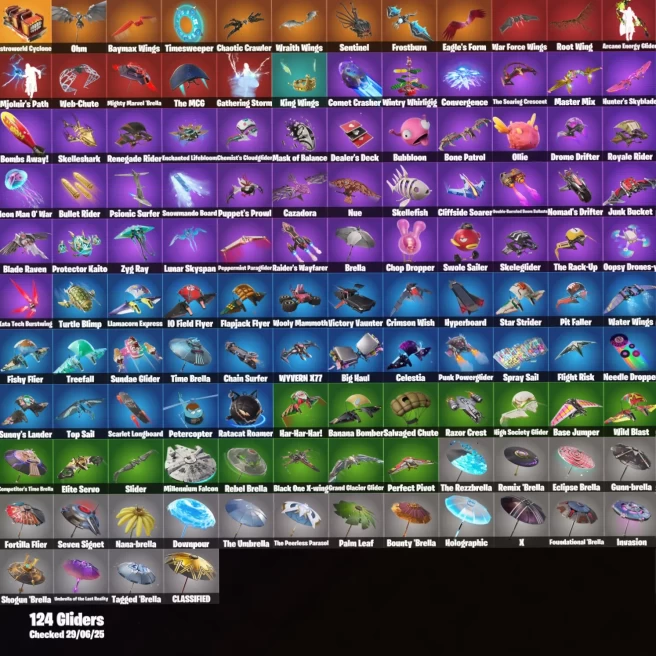 [PC/PSN/XBOX] 126 Skins+Midas+Victory Crest+Shooting Starstaff+Bird Call+Nanner Ringer+Laugh It Up+Verve+710 VB #LOT-136910