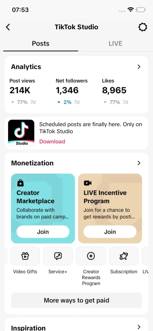 Instanly Delivery/ USA Monetized 63K Real Followers+560K Real Likes Account/ Creator Rewards Program Activated/ Full Access