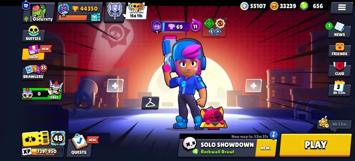 [Code 9948] Level 186 / 44k Trophy + Shelly Star + 656 Gems + Merchant Gale / Rare Skins / Highest Rank Legendary / Very Rare
