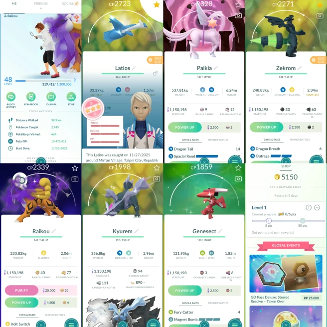 2188 Level 48 Coin x5150 Rare Candy x506 Latios100 Shiny Shadow Raikou x2 Shiny Zekrom