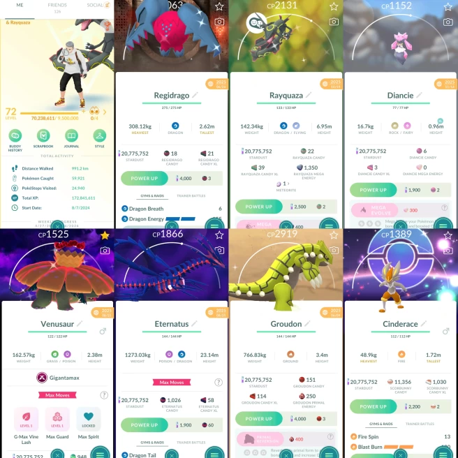 2196 Level 72 Eternatus Zacian100 Shiny Mega Rayquaza Shiny Mega Dragonite Shiny Mega Metagross