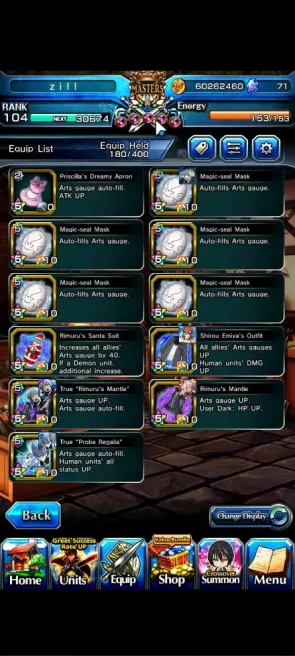 Global|Rank 104|20 Ascend+12 TW|[Inumuta,Roy,Sayaka,S Miyu,Emiya,Etc]+TW,Fen,S Illya,Isliid,Etc|Lpot 273|Check SS(GS2492)