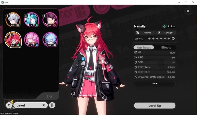 GLOBAL EU|HL 3|1 SSR Nanally |4 SR [Haniel A2,Adler A3,Mint A1]|Selector on|Log Email|Take Email(NTE799)