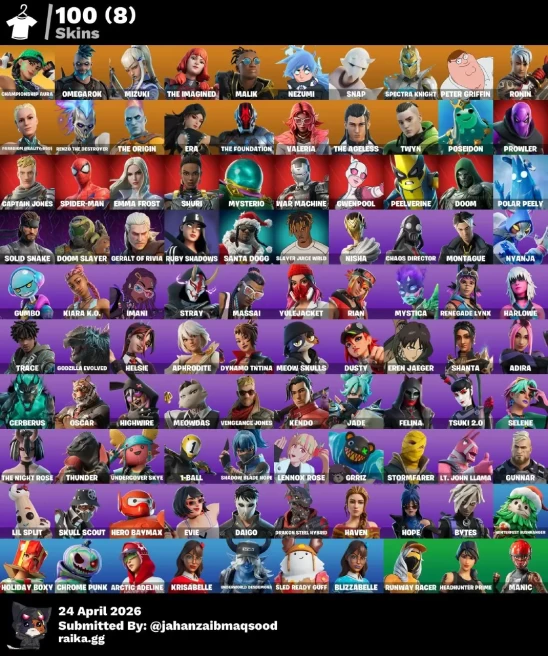 [PC/PSN/XBOX] 100Skins *44 Max styles*| Championship,Aura,Malik,Peter Griffin,Valeria,Spider-man,Gwenpool,Jade,Kendo,Hope,|Full Access
