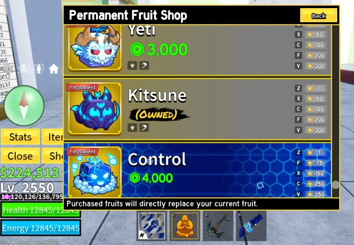 Lvl 2550 Blox Fruits Acc | 10 PERMS (Kitsune, T-Rex, Mammoth, Portal) | Dark Blade, CDK, TTK | Godhuman