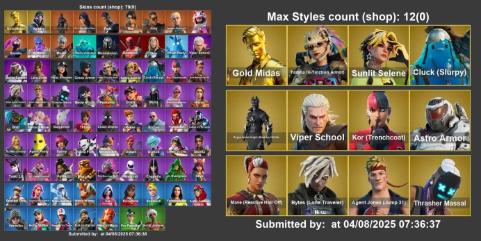 [Rent Cheap Accounts for 14 Days] 79 skins | Gold Midas | Xander | Rogue Spider Shield | Oasis Wind | Clawz Retro | Snowtooth NSL16