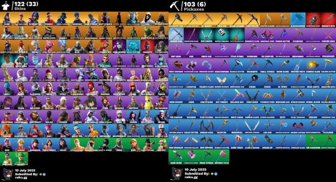 [Rent Cheap Accounts for 14 Days] 122 skins | OG STW | Glow | Aura | Peely | Eren Jaeger | Interceptor | Prodigy NSL33