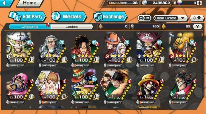 BR688-IOS+Android-4 Ex(Nusjuro+Roger v2+White Beard+Yamato Ace)+Good Medal+Support 147%+Rayleigh Max+Peros Max+Queen Max+Jimbei v2+Egghead Zoro