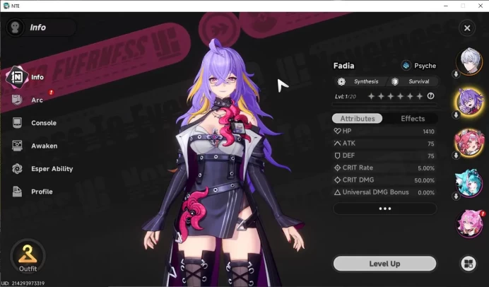 GLOBAL EU Bonus All Server|HL 3| 1 SSR Limited Nanally + Skin, Fadia |5 SR|Selector 43/50|Male MC|Log Email|Take Email (NTE838)