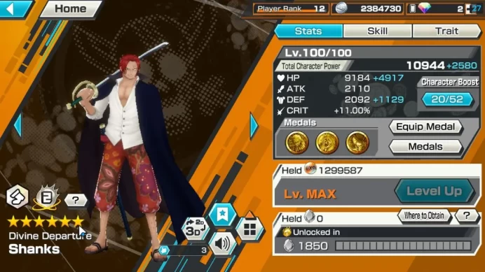 Global|4 EX 1 Max|DDe Shanks,LH monkey D.Garp,5 Elders St.Ethanborn V.Nusjuro,Film Red Shanks|Rank 12|Bandai|(OPBR2210)