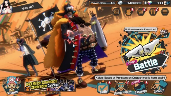 Global|5 EX|BP Kuzan,RO Roronoa Zoro,AMS[Borsalino],TFE MArshal D.Teach,5Elder St.Saturn|Rank 18|Bandai|(OPBR2208)