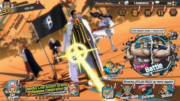 Global| 4EX |Devine Shanks,[Borsalino],5Elder Nusjuro,Film red Shanks|Rank 7|LogBandai|(OPBR2126)