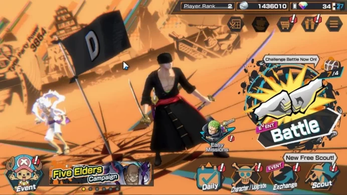 Global|5 EX|5 Elder St.Saturn,G5 Monkey D.Luffy,BP Kuzan,GP Edward Newgate,RO Roronoa Zoro|Rank 2|Log Bandai|(OPBR2069)