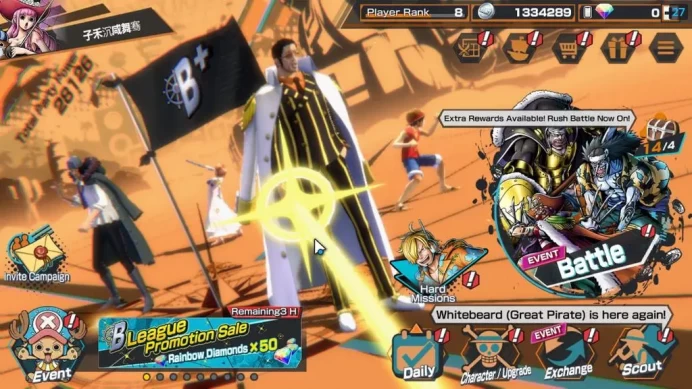 Global|4 EX|BP Kuzan,TFE Marshal D.Teach,RO Roronoa Zoro,AMS[Borsalino]|Rank 8|LogBandai|CheckSS(OPBR1961)