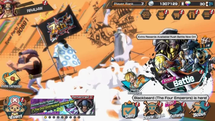 Global|4 EX | T5E St.Jaygarcia,KING Gol D.Roger,Raid O Roronoa Zoro,Blackbeard Kuzan|GF 800+|Rank 7|LogBandai|CheckSS(OPBR1920)