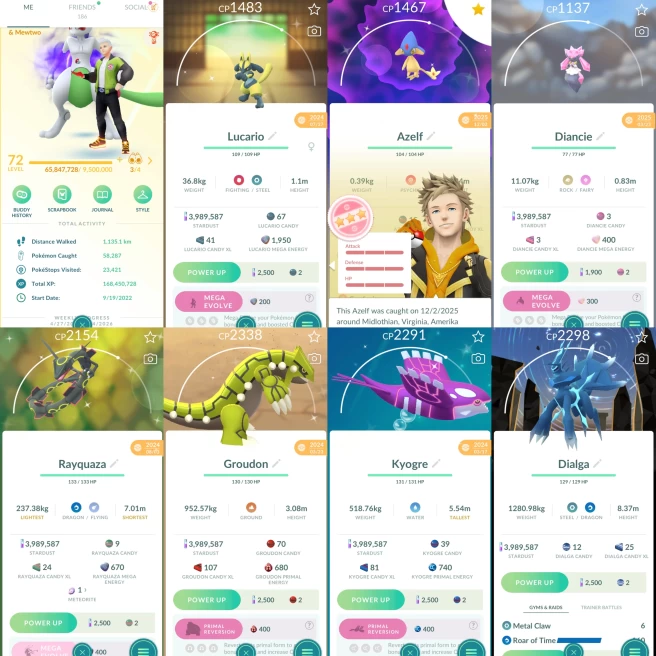 2198 Level 72 Legacy 48. SHUNDO Azelf Mewtwo100 Legends100 x14 Shiny Shadow Mewtwo