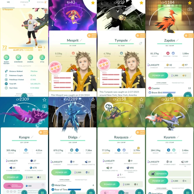 2199 Level 72 Legacy 46. SHUNDO Mesprit Legends100 x16 Shiny Mega Rayquaza