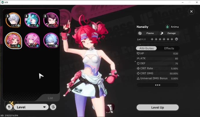 GLOBAL EU |HL 3| 1 SSR Limited Meta Nanally+Skin |4 SR [Haniel,Edgar,Etc]|Selector 40/50|Male MC|Log Email|Take Email|(NTE865)