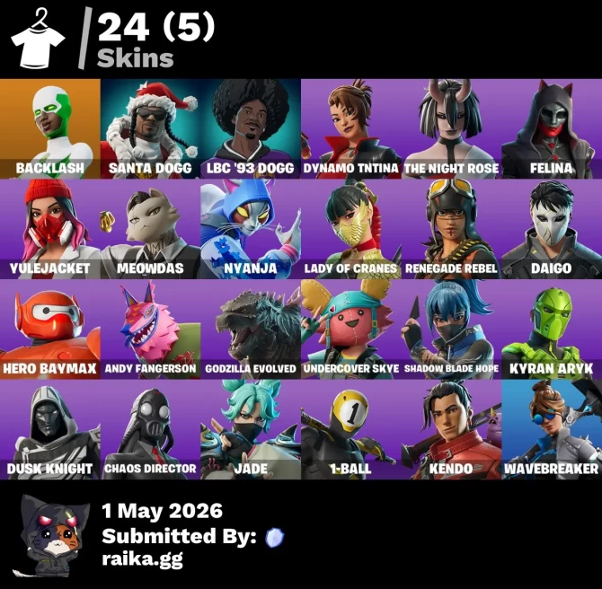 [PC/PSN/XBOX] 24 skins | Backlash | Santa Dogg | LBC '93 Dogg | Dynamo TNTina | The Night Rose | Felina | Yulejacket | Meowdas | Nyanja