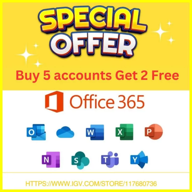 SPECIAL OFFER Buy 5 account Microsoft Office 365 ProPlus Get 2 Free Account  fast delivery