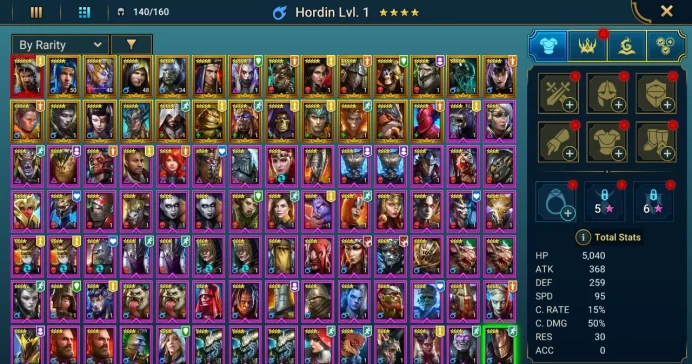 Starter with Mythical - Arne : 95k energy / 63 mln coins / Lady Kimi, Cupidus, Vitrius, Arix, Ninja + 20 Login Legendaries