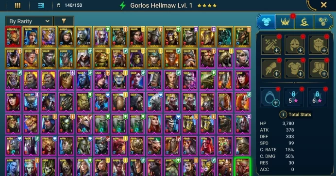 Starter with Mythical - Lazarius : 94k energy / 63 mln coins / Kro'khad, Helior, Arix, Ninja + 20 Login Legendaries / Deacon