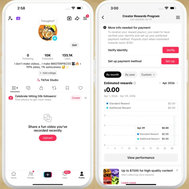 [USA] Fully Monetized Creator Rewards Program Account – 10K Real Followers & 135K Likes | Instant Earnings, Full Access & Email Included