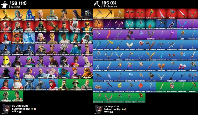 [Rent Cheap Accounts for 14 Days] 58 skins | Tony Stark | Mystique | Mandalorian | Gold Midas | Katalina | Andromeda NSL43