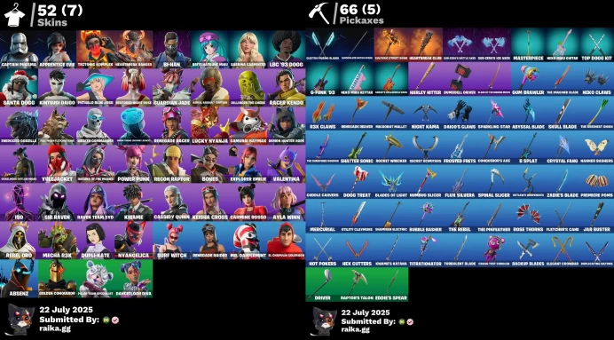 [Rent Cheap Accounts for 14 Days] 52 skins | Renegade Raider | Surf Witch | Captain Phasma | Apprentice Evie | Tectonic Komplex 