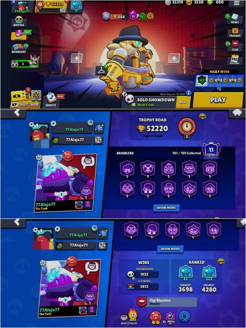 OP BS 52.2k TROPHY, 101/101 UNLOCKED,33 HYPER CHARGED,9 MAXED,304 OP SKINS [13 MYTHIC+7 LEGENDARY+7 HYPERCHARGED],770 PINS,517 ICON,269 SPRAYS