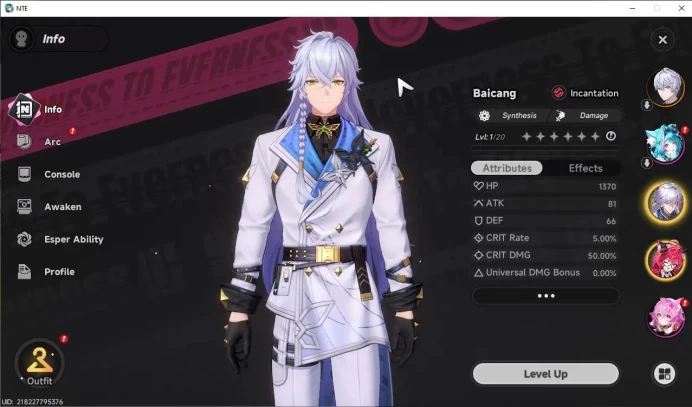 GLOBAL EU |HL 3| 2 SSR Limited Nanally, Baicang |5 SR Aurelia,Haniel,Mint|Selector 43/50|Male MC|Log Email|Take Email(NTE894)