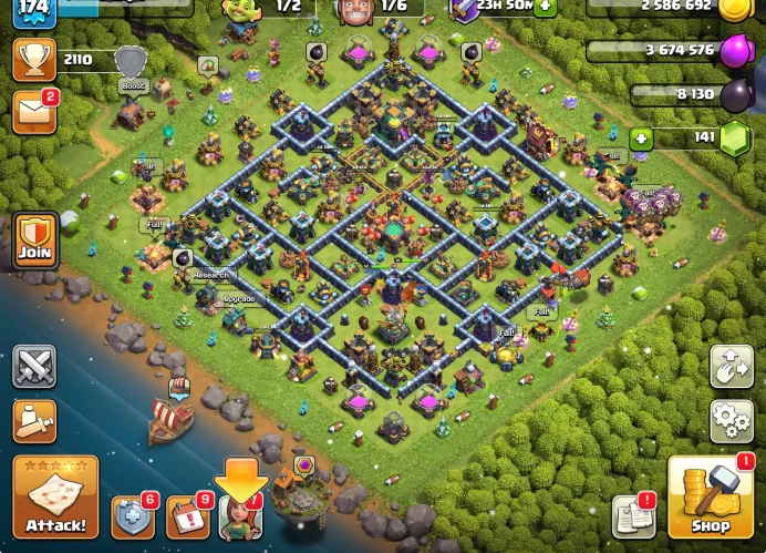 T39-TH14-XP 174 BK58 AQ76 GW43 RC18 Million 50+721 Medal War League+Magic Items+Nice Troops