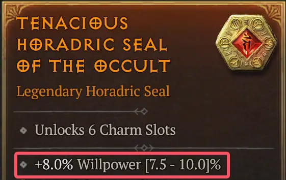 [S13] WTS Horadric Seal (6 Slots) - Random Affix w/ 1x Useful Stat
