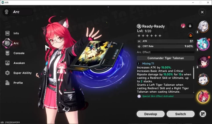 GLOBAL EU| HL 3| 2 SSR Limited Nanally+Sign, Sakiri|5 SR[Adler,Edgar,Aurelia,etc]| 2 S Arc|Female MC|Log Email|Take Email|NTE914
