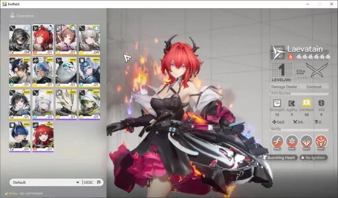 NA/EU Lv2|1k Arsenal|2SSR(Laevatain,Ardelia)+6SR Operators|1 6*+3 5*WP|Female|Gryphlink|TakeMail|Check SS(END1468)