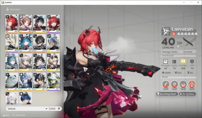 Asia Lv37|3SSR(Laevatain,Ardelia,Last Rite)+9SR Operators|3 6*+14 5*WP|13k Oro+3,9k Ori|Male|Gryphlink|TakeMail|CheckSS(END1423)