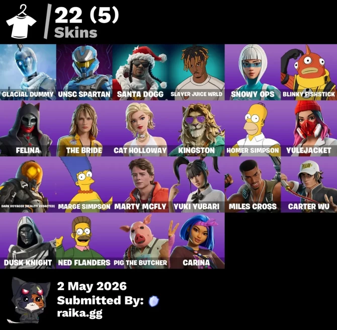 [PC/PSN/XBOX] 22 skins | Glacial Dummy | UNSC Spartan | Santa Dogg | Slayer Juice WRLD | Snowy Ops | Blinky Fishstick | Felina | The Bride