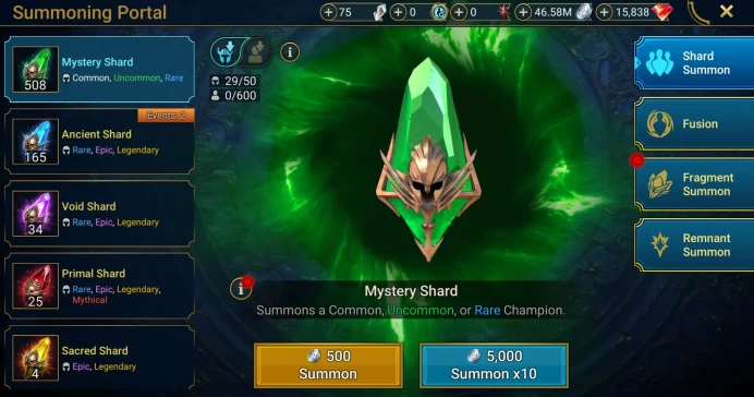 Starter with Lilitu + Shards : 165 Ancient, 34 Void, 25 Primal, 4 Sacred | Ninja + 17 Login Legendary | Mine max