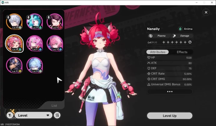 GLOBAL EU| HL 3| 1 SSR Limited Meta Nanally + Skin |6 SR [Adler,Etc]|Selector 39/50|Underboss Glider|Male MC|Log Email|NTE922