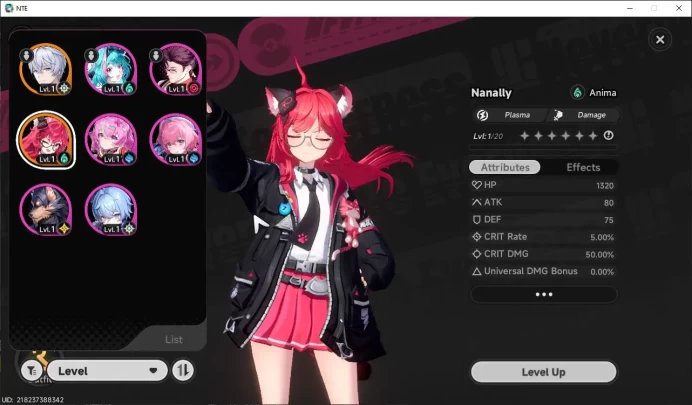 GLOBAL EU| HL 3| 1 SSR Limited Meta Nanally+Skin|6 SR [Adler,Haniel,Etc]|Selector 40/50|Underbos Glider|Male MC|Log Email|NTE924