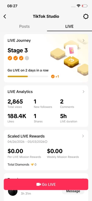 Instanly Delivery/ 74K Real Followers+8M Real Likes/ Tiktok Shop For Creator/ Live Stream/ Full Access