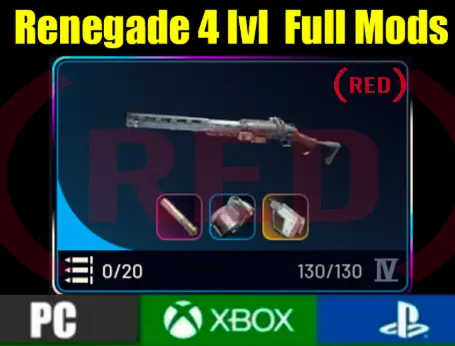 Renegade 4 lvl + Top Mods (Kinetic/Sliencer 3) Full durability 130] [PC/PS/XBOX]