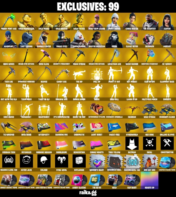 [PC/XBOX/NIN] 341 skins | OG STW | Renegade Raider | Merry mint axe | Leviathan axe | Gold Brutus | Gold TNTina | Curse Buster | Clutch | 