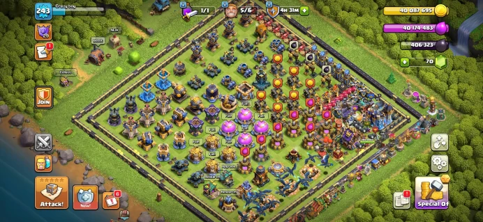 #2001 [ TH18 ] [ LVL = 243 ] [BK 105 /AQ 105 /GW 80/RC 55/ BM 35] [ iOS and Android ]/SC ID