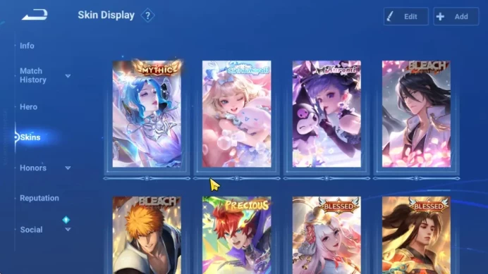 Hero112 Skin255|Mythic Diaochan,Nobility ConsortYu|5 Precious(Cinnamoroll,Kuromi,Bleach),3 Blessed,3 Limited|CheckSS|(HOK1943)