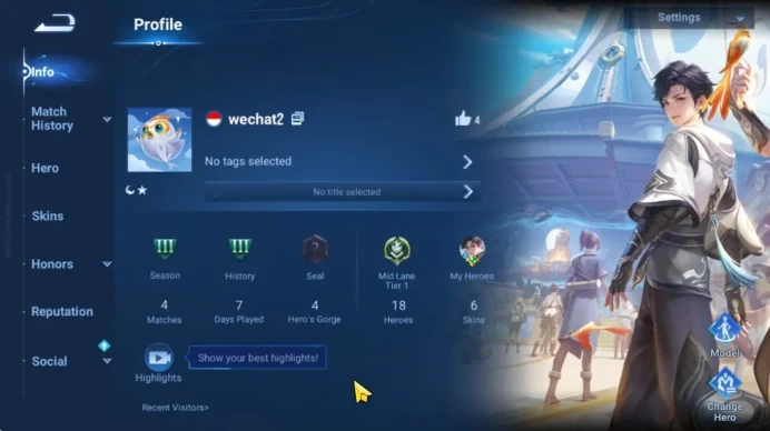 Hero 18  Skin 6|Starter with Legend Skin Selection Chest(Di Renjie,Angela,Yao,Skin Fragment 16)|Check SS(HOK1936)